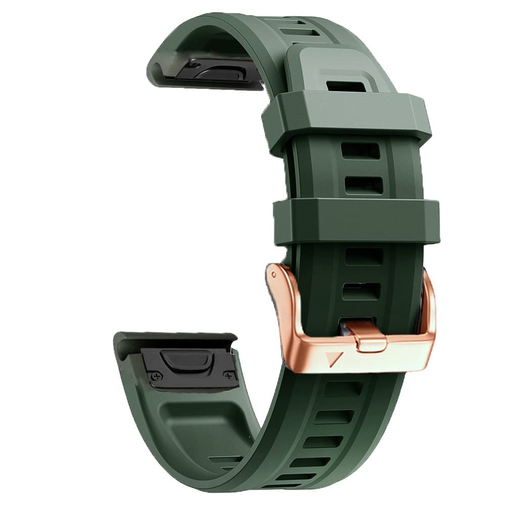 OPKDE Uhrenarmband für Garmin Fenix 7S 6S 6SPro 5S 5SPlus, 20 mm, Silikon, Rotgold, Stahlschnalle, Schnellverschluss, Easyfit-Armband, For Fenix 6S, Achat