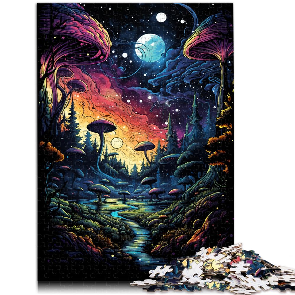 Puzzlespiel Bunte psychedelische Nacht Puzzles für Erwachsene 1000-teiliges Holzpuzzle Weihnachtswunschliste mit Weihnachtsmann 1000 Teile (50 x 75 cm)