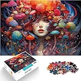 Puzzle für Anime-Mädchen unter Pilzen für Erwachsene, 1000 Teile, Puzzle-Geschenke, Holzpuzzle, Lernpuzzle-Spiel für Geburtstag, Weihnachten (50 x 75 cm)