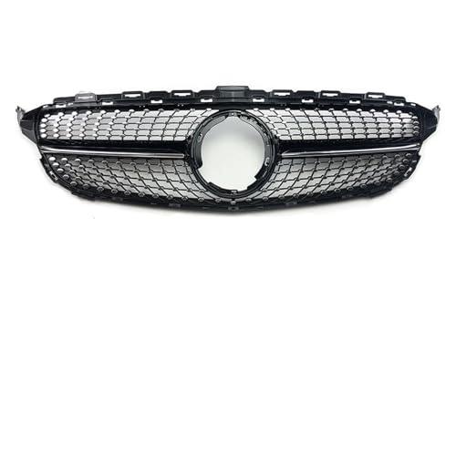 Frontgrills Für Benz W205 C205 S205 Für AMG C 2014-2021 GTR GT Diamant Front Stoßstange Grille Racing Einlass Haube Grill Zentrum Mesh Front Bumper Grille(19-21 Diamond Black)