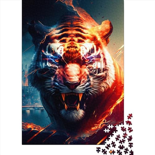 Tiger-Puzzle, 500-teiliges Puzzle für Erwachsene und Teenager, großes Holzpuzzle für Erwachsene, nachhaltiges Puzzle für Erwachsene (52 x 37 cm)