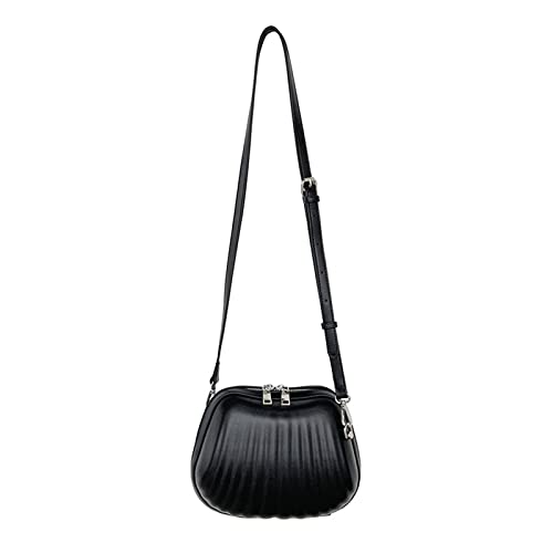 ohodhmnu Damen Tragetasche, Frauen Streifen Crossbody Tasche Mode PU Leder Schultertasche Einfache Tasche Kleine Handytasche Lady-Shell Taschen, Schwarz , single bag