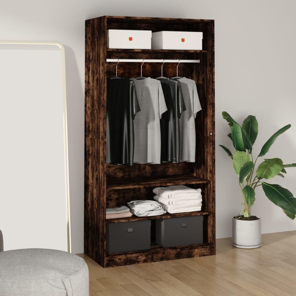 KLYEON Kleiderschrank Räuchereiche 100x50x200 cm Holzwerkstoff, Schlafzimmer