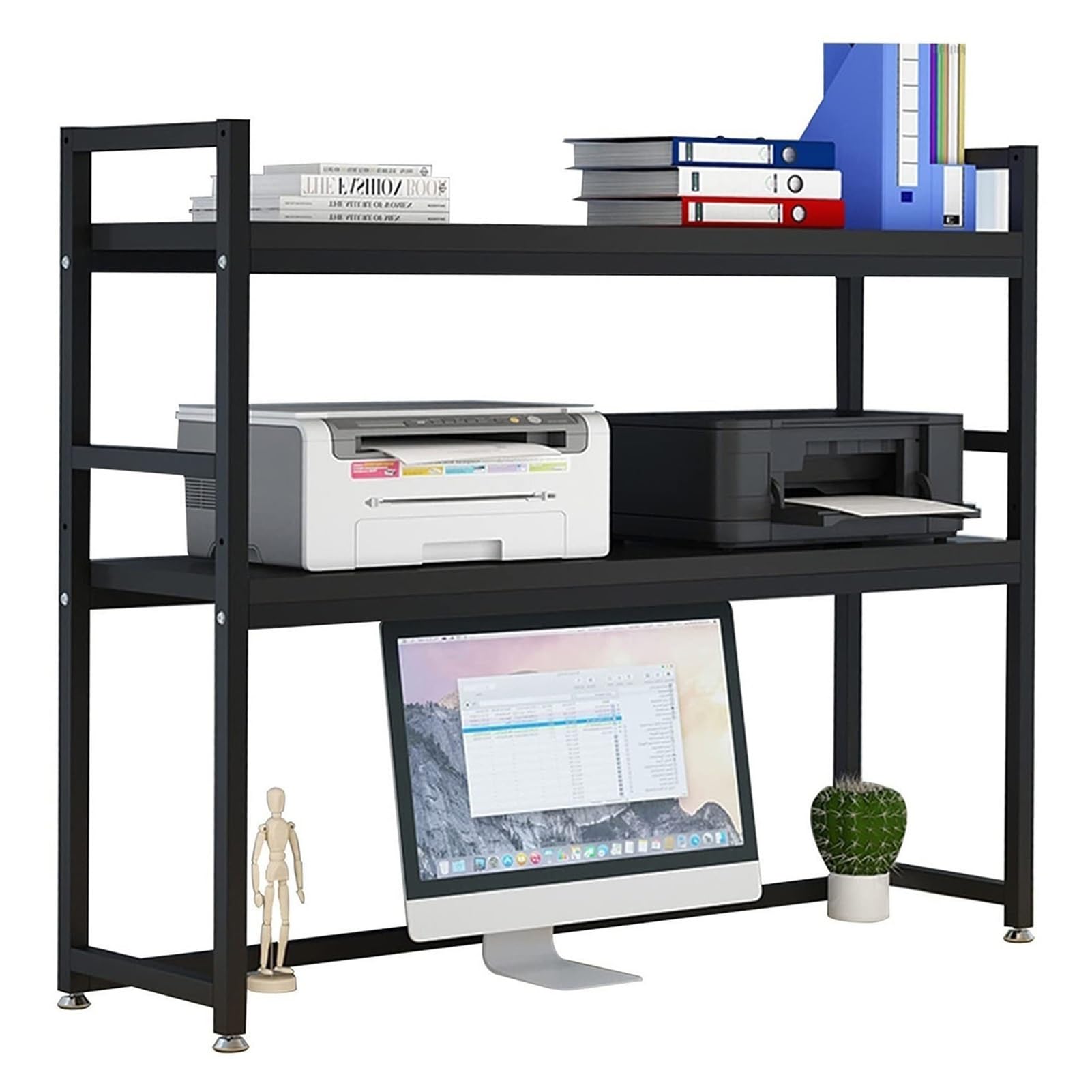 Schreibtisch-Bücherregal/Bücherschrank - Computertisch-Bücherregal, verstellbares Schreibtisch-Organizer-Rack, Mehrzweck-Arbeitsplatten-Bücherregal, für Büro-/Heim-Aufbewahrungsdisplay-Rack/Schwarz/