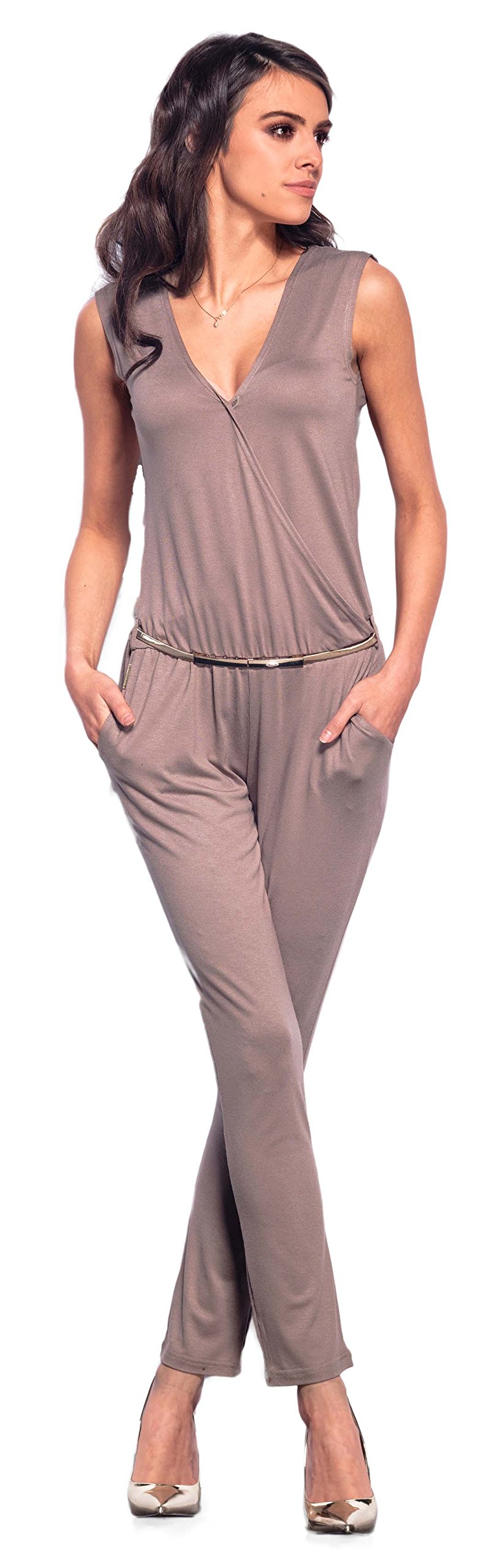 Lemoniade eleganter Jumpsuit in verschiedenen Varianten und Farben, Modell 1 Cappuccino, Gr. L (38/40)