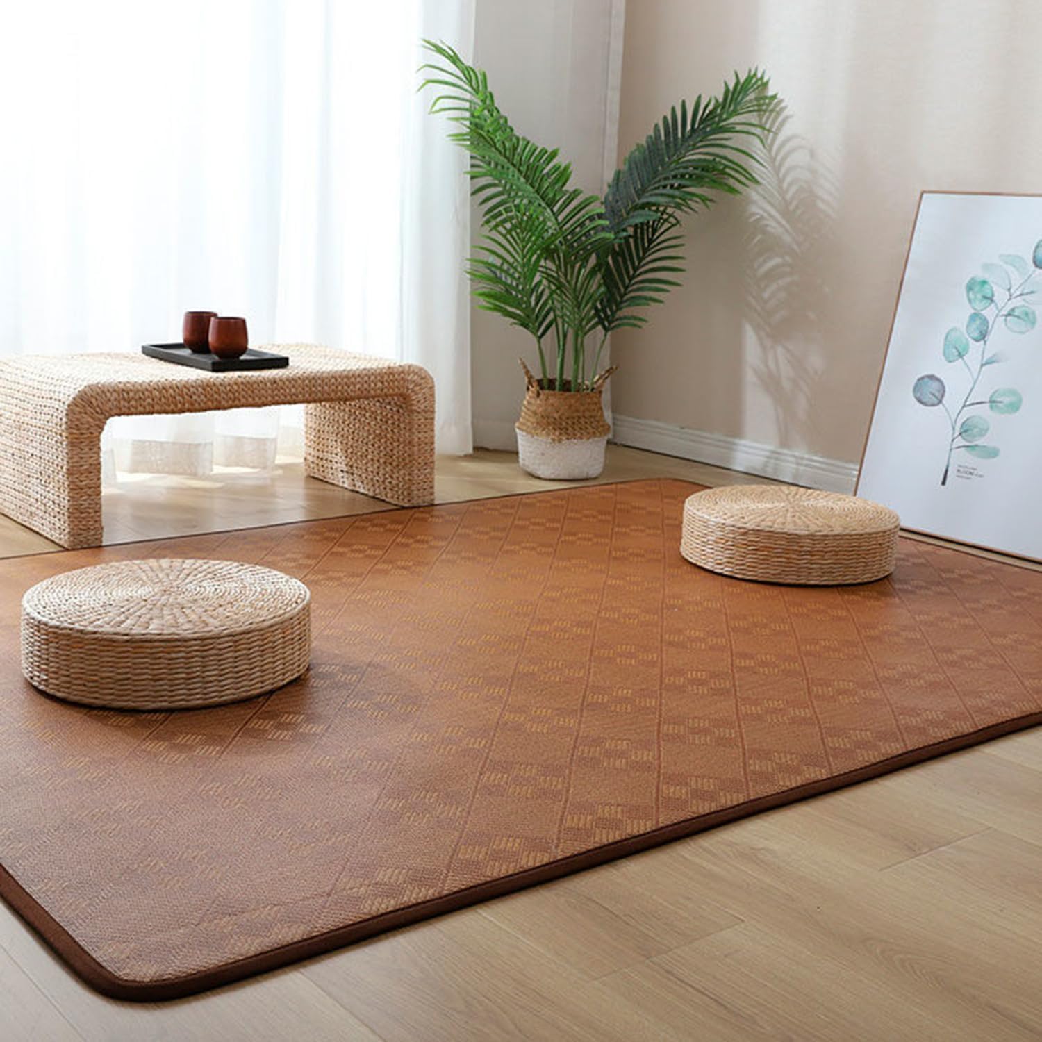 Japanische Tatami-Bodenmatte, natürlicher Bambus-Teppich, rutschfeste Bodenmatte, Sommer, Faltbare Bodenschlafmatte, Innenbodenteppich für Wohnzimmer, Schlafzimmer, Krabbel-Spielmatte, B, 15