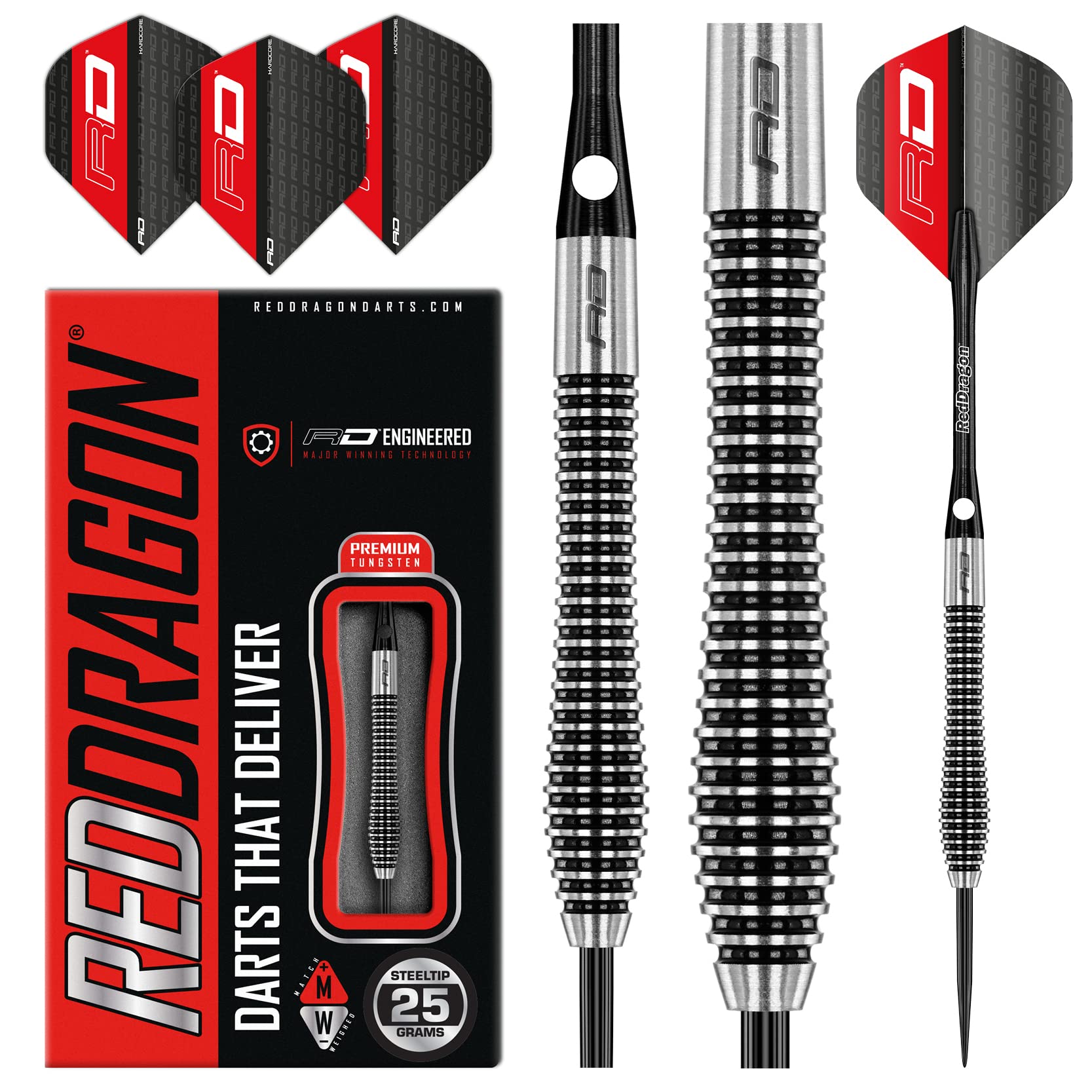 RED DRAGON Lethal Magic 25g Tungsten Darts mit Flights und Schäfte