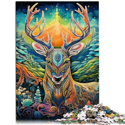 Puzzle-Geschenkkunst „Elch“ für Erwachsene, 1000-teiliges Puzzle, Holzpuzzle, jedes Teil ist einzigartig – anspruchsvolles, unterhaltsames Familienspiel, 1000 Teile (50 x 75 cm)