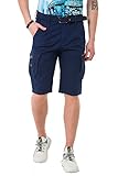 Cipo & Baxx Herren Shorts Bermuda Capri Cargohose Premium Kurze Hose Pants CK265 Dunkelblau W40