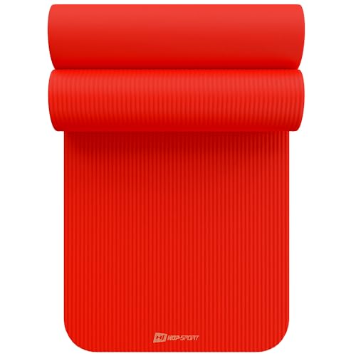 Hop-Sport Gymnastikmatte 190 x 60 cm x 1,5 cm, Sportmatte - gelenkschonend & rutschfest, Fitnessmatte aus NBR-Schaumstoff + Tragegurt- RED MOON