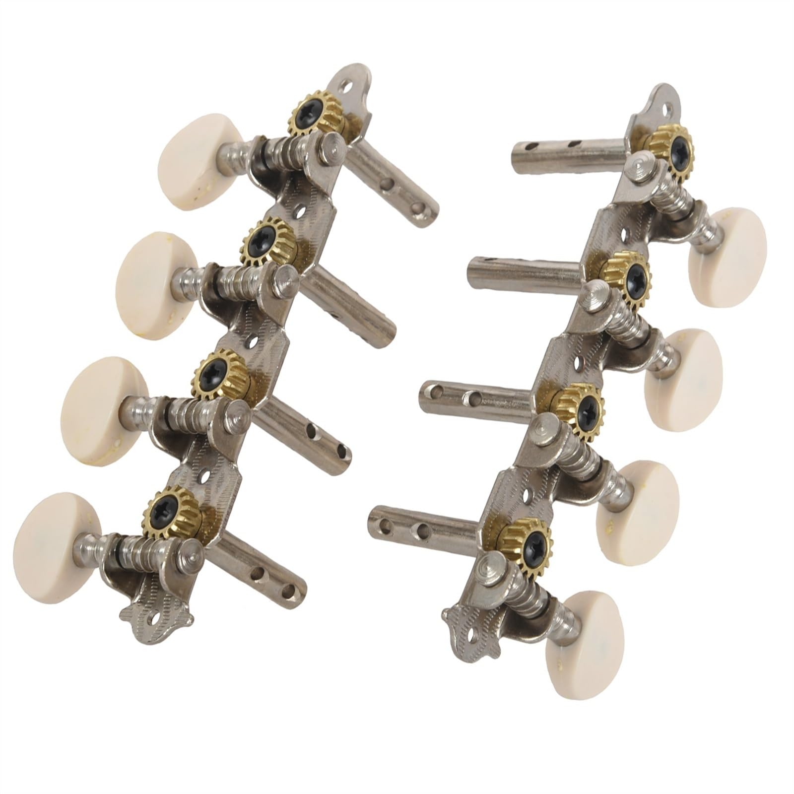 Strings Tuning Pegs Mechaniken Für Gitarre Maschine Silber Stimmstifte Stimmschlüssel mit weißen Perlenknöpfen 4L + 4R für Mandoline