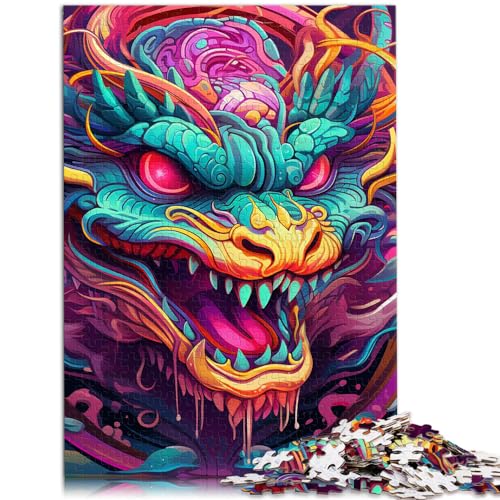 Puzzle, Lernspiele, Psychedelischer Kunstdrache, 1000-teiliges Puzzle für Erwachsene, Holzpuzzle, Heimdekoration, Puzzlespielzeug, 1000 Teile (50 x 75 cm)