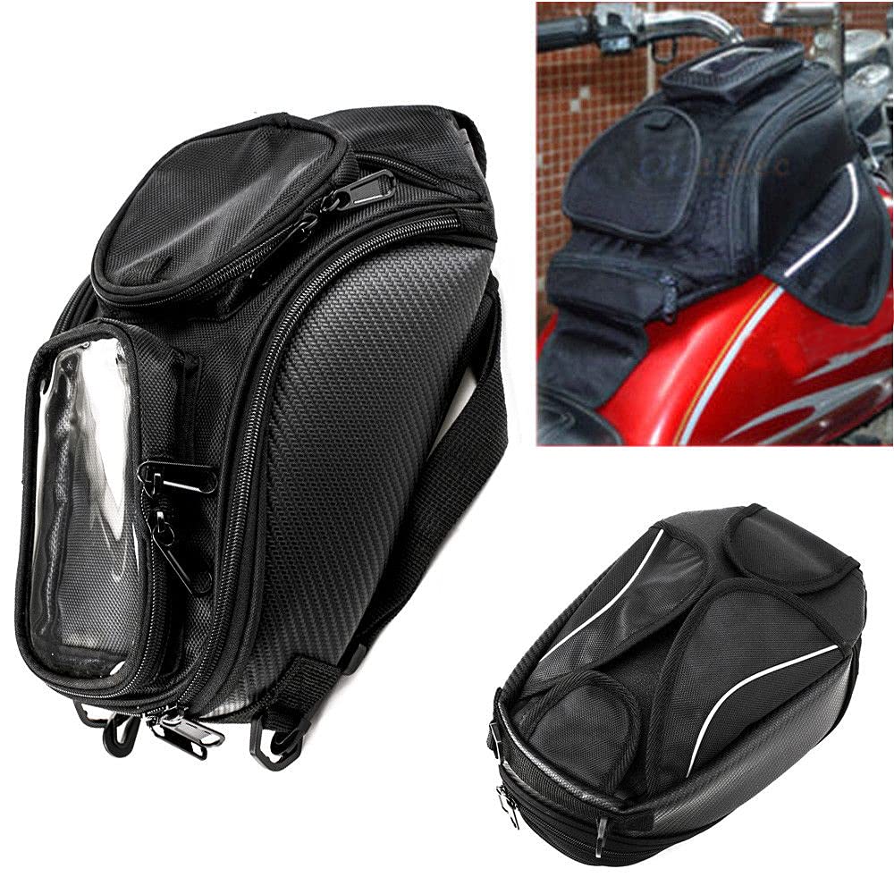 Krtopo Motorrad Tankrucksack Oxford magnetische Satteltasche mit großen Fenster 48,5 * 37 cm Universal Rear Seat Satteltasche Travel Tool Schwanz Gepäck