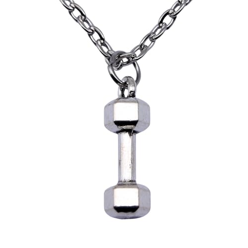 XIPIEIO Herrenmode-Trend-Halskette in Antik-Silber-Farbe Halskette mit Hantel-Anhänger für Frauen trendiger Schmuck Zubehör personalisiertes Geschenk