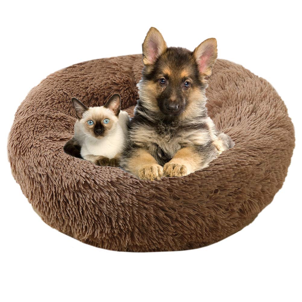 Rysmliuhan Shop hundebett kleine Hunde hundebett Grosse Hunde Katzen Donut Bett Donut Hundebett Luxus Hundebett Hundekomfortbett Haustiernest Light Coffee,80cm/31.5in