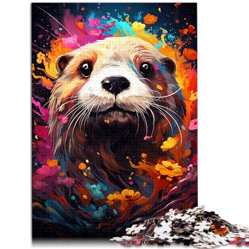 Puzzle-Geschenk, Farbmalerei, Seeotter, 1000 Teile, Holzpuzzle, lustige Aktivitäten zu Hause, Geburtstagsgeschenk, Reisegeschenke, 1000 Teile (50 x 75 cm)