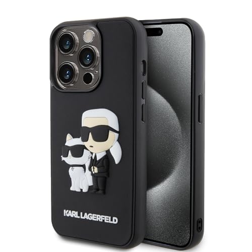 CG Mobile Karl Lagerfeld 3D Rubber Case with NFT Karl & Choupette for iPhone 15 Pro -Black