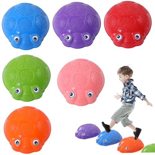 6pcs/Set Stepping Stones Kinder bunte Gleichgewichtsschrittsteine 220lbs Frosch Sensorische Sprungsteine Outdoor -Spielausrüstung Typ 1 Sprungsteine laden