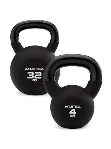 ATLETICA Kettlebells | Neopren Ummantelt 8kg-32kg hochwertiger Look & Feel | doppelt Neopren beschichtet | Gesamtgewicht 10