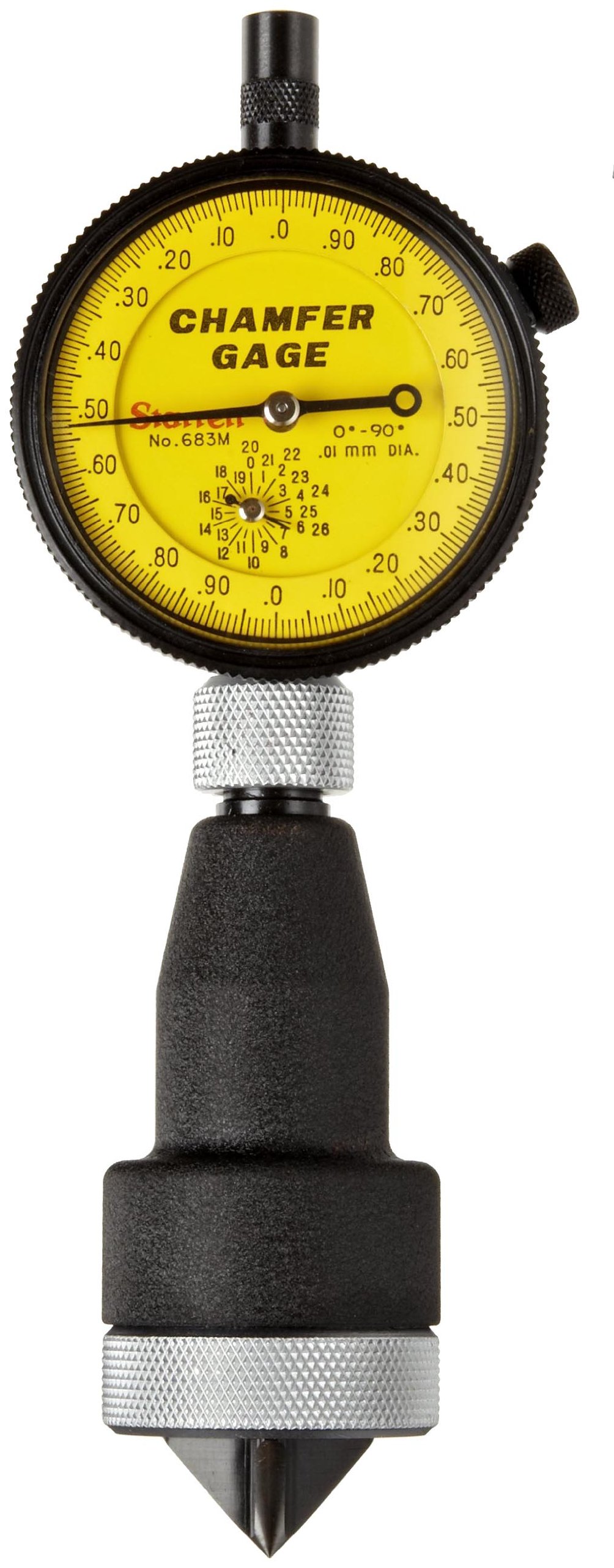 Starrett 683 m-3z Millimeter Lesen interne Entgratung Gauge mit Zifferblatt Gelb, 0–90 Grad Winkel, 0–25 mm Range