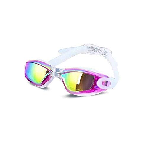 BFVAKBKYT Schwimmbrille, Professionelle Silikon Anti-Fog Galvanik Schwimmbrille for Männer Frauen Tauchen Wassersport Brillen(Purple)