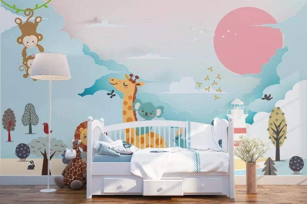 Cartoon Giraffe Affe Sonnenaufgang 3D Tapete Poster Restaurant Schlafzimmer Wohnzimmer Sofa TV Dekorative Wand-430cm×300cm