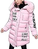 AKAUFENG Mantel Mädchen mit Fellkapuze Lang, Winterjacke Girl mit Pelzmütze Oberbekleidung Kinderjacke (Pink, 140)