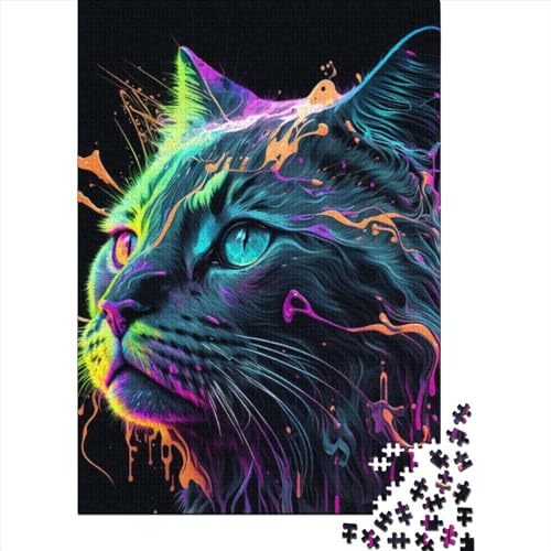 Fantasy-Katze für Erwachsene, schwierige Puzzles, schwierige, anspruchsvolle Puzzles, 1000 Teile, Weihnachtsgeburtstagsgeschenk für Erwachsene und Teenager (Größe: 75 x 50 cm)