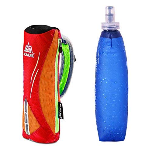 AONIJIE Männer/Frauen Sport Quick Grip Chill Handheld Water Bottle Trinkflasche Trinkrucksack mit 500ML Trinkflasche (Orange)