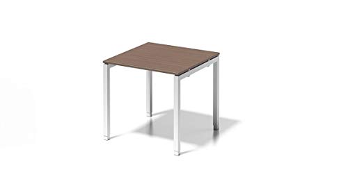 Bisley Cito Schreibtisch, 650-850 mm höheneinstellbares U, H 19 x B 800 x T 800 mm, Dekor nußbaum, Gestell verkehrsweiß, Metall Wn396, 80 x 80 x 85 cm