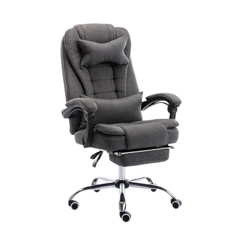 Zhaoj24-05 Bürostuhl Ergonomischer Moderner, modischer Stoff-Home-Office-Sessellift, drehbarer Drehstuhl, ergonomischer Stuhl mit Fußstütze und Armlehnen Schreibtischstuhl(Grigio)