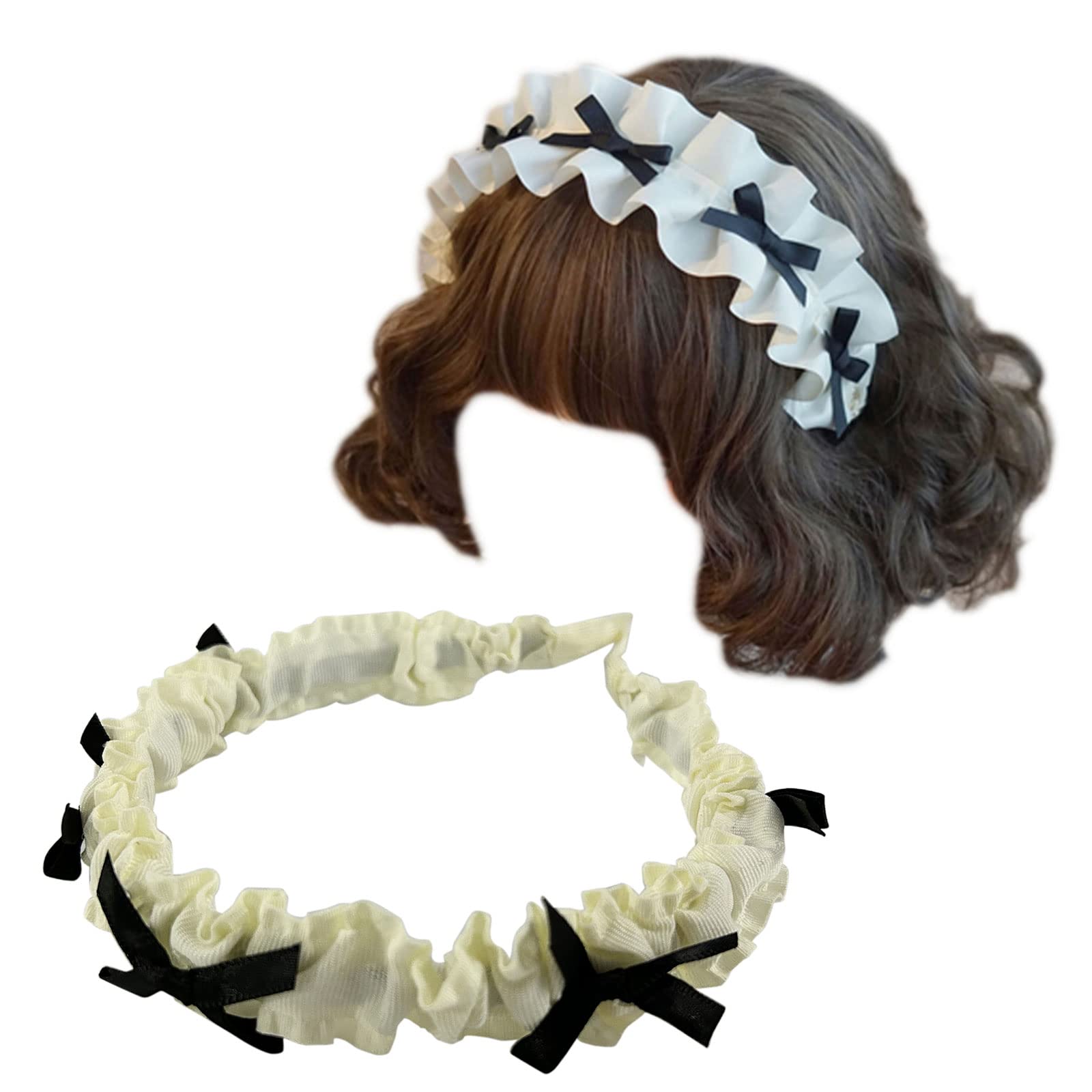 Haarband for Waschen des Gesichts, Haarband in Schleifenform, Stirnbänder mit Rüschen, for Hochzeit, Party, Kostüm, Kopfbedeckung, tägliches Tragen, Haarschmuck (Color : 7, Size : One size)