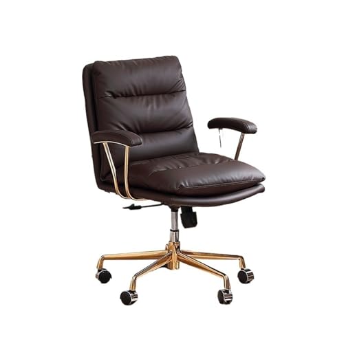 Bürostühle Bürostuhl, Drehstuhl aus PU-Leder, ergonomischer Stuhl, moderner Drehstuhl mit mittlerer Rückenlehne, Schminkstuhl for Büro, Besprechungszimmer, Arbeitszimmer Schreibtischstuhl(Schwarz)