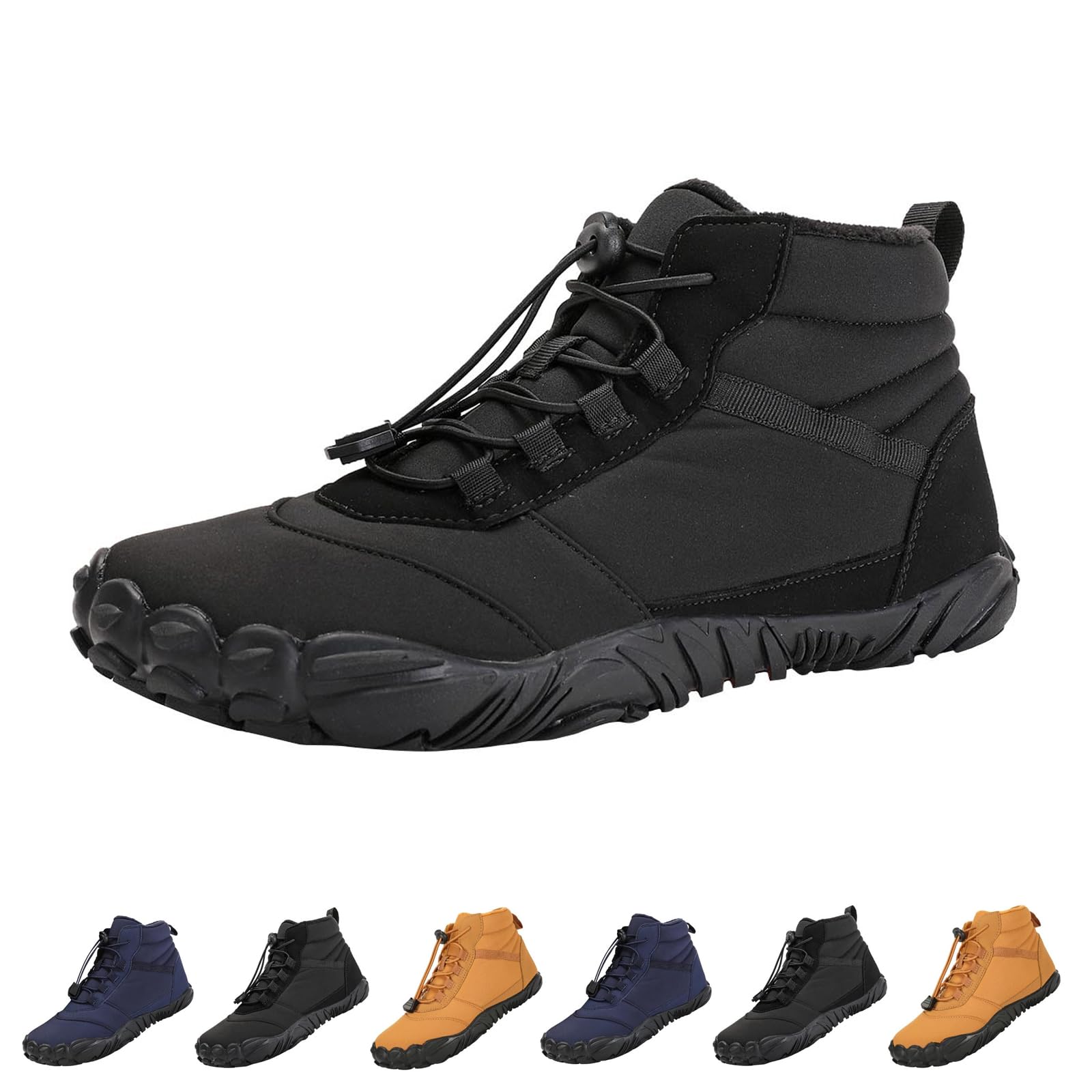 Barfußschuhe Winter, Outdoor Barfußschuhe Herren Damen Herbst Winter, Wasserdicht Barfussschuhe Barefoot Shoes, Trocknend Traillaufschuhe Wanderschuhe Zehenschuhe Hohe Warme und rutschfeste Stiefel