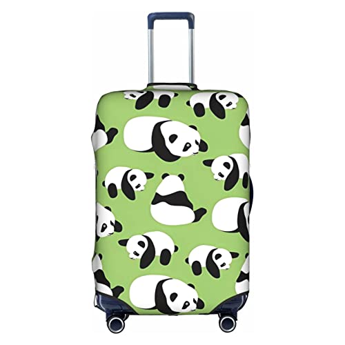 Grüner Hintergrund Panda Trolley Reisetasche Schutzhülle :: Hohe Elastizität mit Reißverschluss, klein anwendbar, 45,7 - 81,3 cm Trolley Case