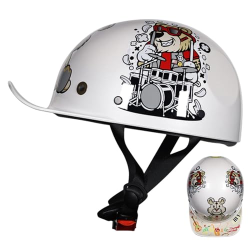 Motorrad-Baseballkappe, Motorrad-Halbhelme, Roller, Moped, Jethelme, Herren Und Damen, Moped-Helm, Motorrad, ECE-Geprüfter Vintage-Helm A,M51-52CM