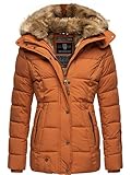 MARIKOO Damen Wintejacke warme Steppjacke mit Kunstfell Innenfutter Nekoo Rusty Cinnamon Gr. L