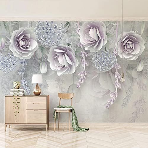 XLMING Lila Blumen 3D Tapete Home Dekoration Wohnzimmer Sofa Schlafzimmer Tv Hintergrund Wand-300cm×210cm