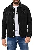 Cipo & Baxx Herren Jeans Jacke Übergangsjacke Baumwolle mit Taschen CJ289 Mattschwarz L