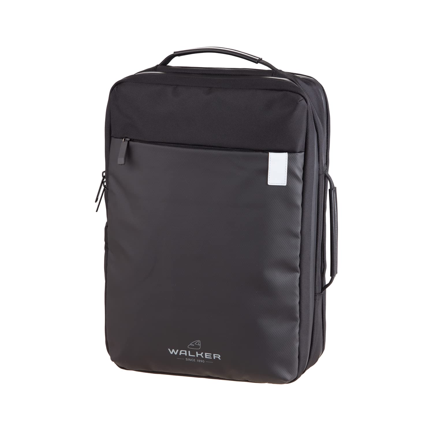 Walker 42176-186 - Business-Rucksack Scope Decent Schwarz mit 3 Reißverschlussfächern, Seitentaschen, Rücken-Polsterung, verstellbare Schultergurte, wasserabweisend, Backpack für Uni und Büro