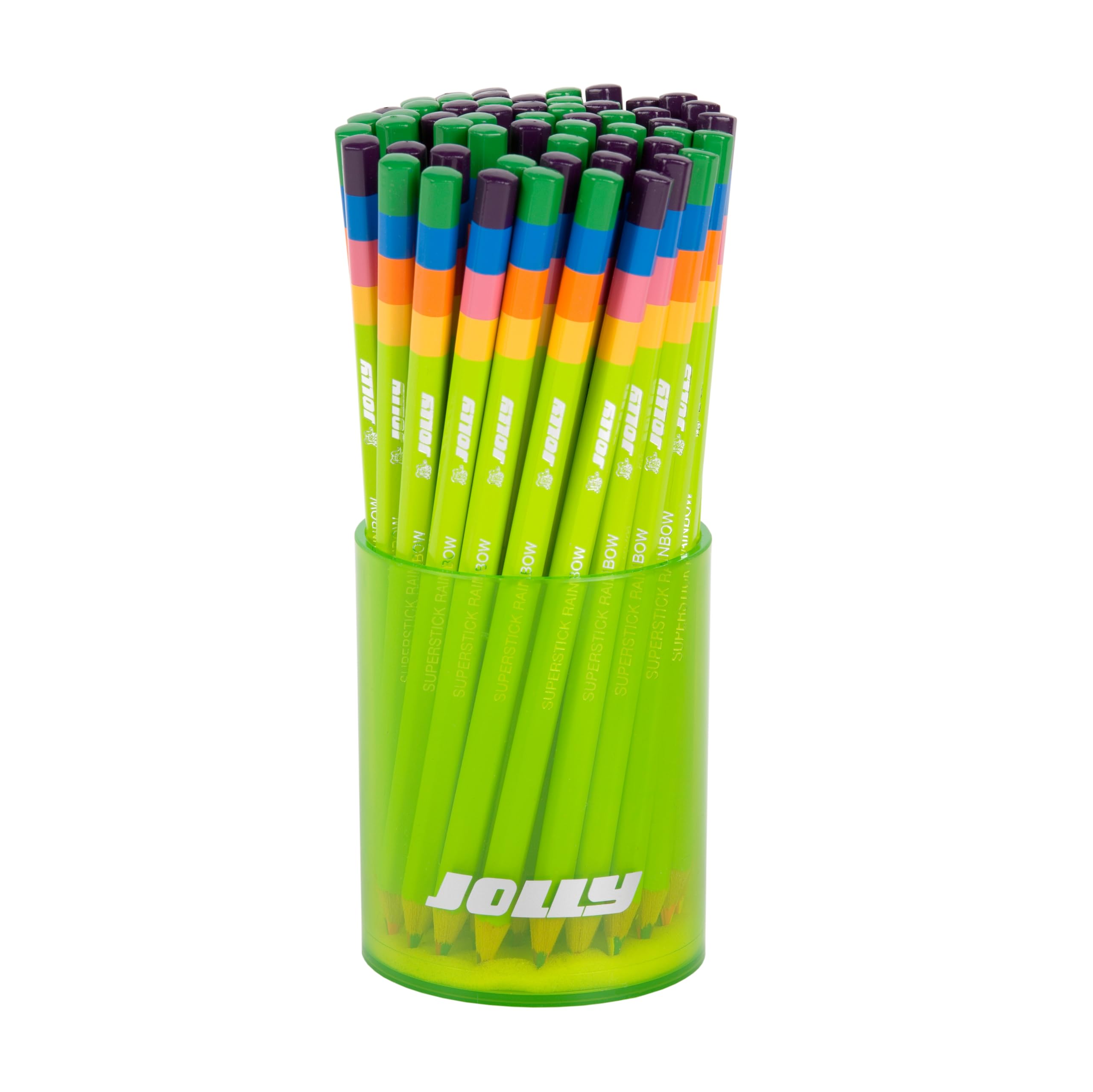 JOLLY Supersticks Rainbow 60er Runddose, zwei Farbkombinationen, Farbstifte, 4 Farben in einem Stift, Bruchsicher, Kinderfest