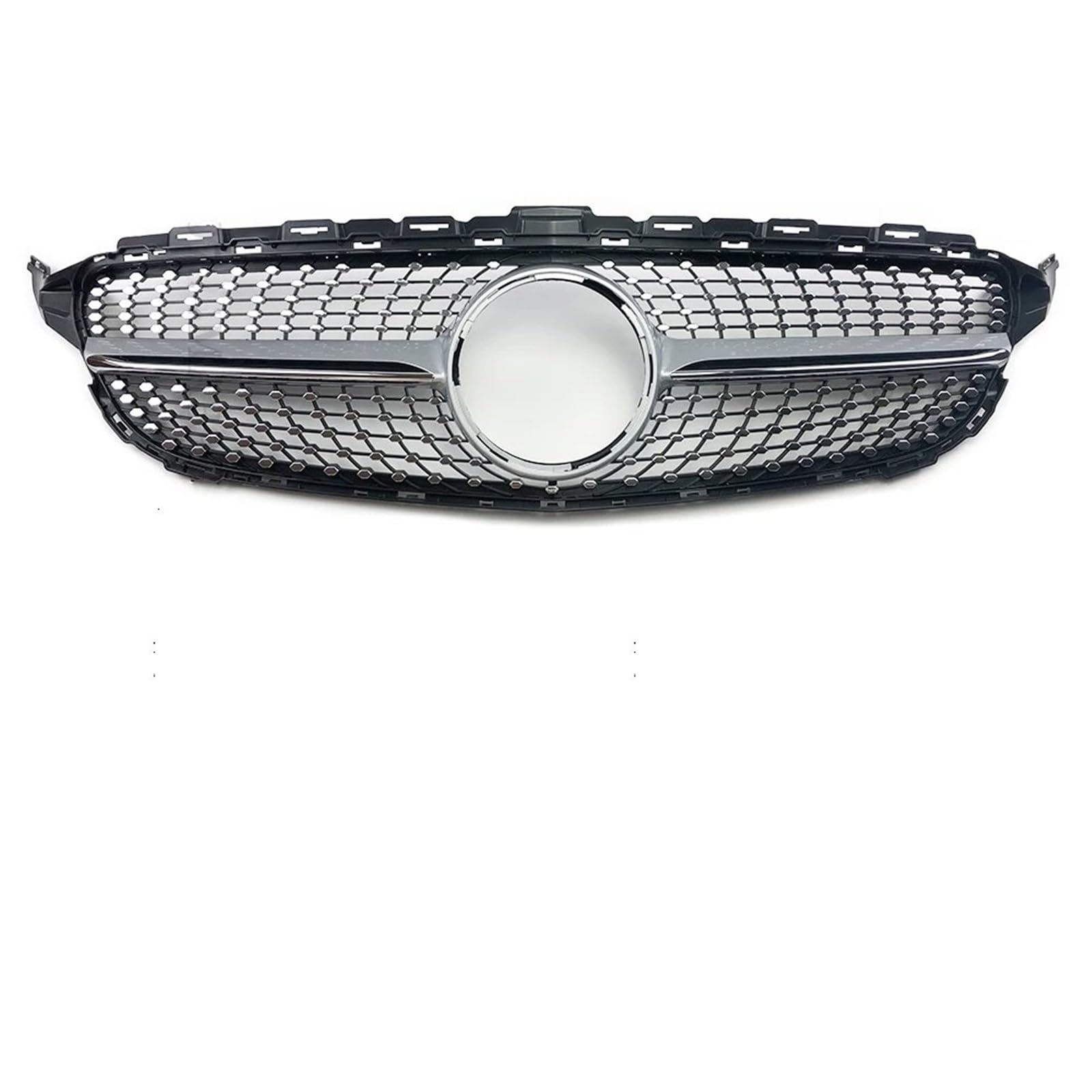 Frontgrills Für Benz W205 C205 S205 Für AMG C 2014-2021 GTR GT Diamant Front Stoßstange Grille Racing Einlass Haube Grill Zentrum Mesh Front Bumper Grille(14-18 Diamond Silver)