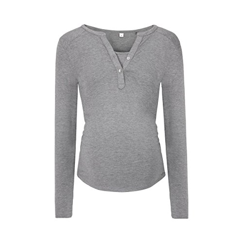 bellybutton Maternity Damen Julia-Stillshirt 1/1 Arm Umstandslangarmshirt, Grau (Middle 8500), 34 (Herstellergröße: XS)