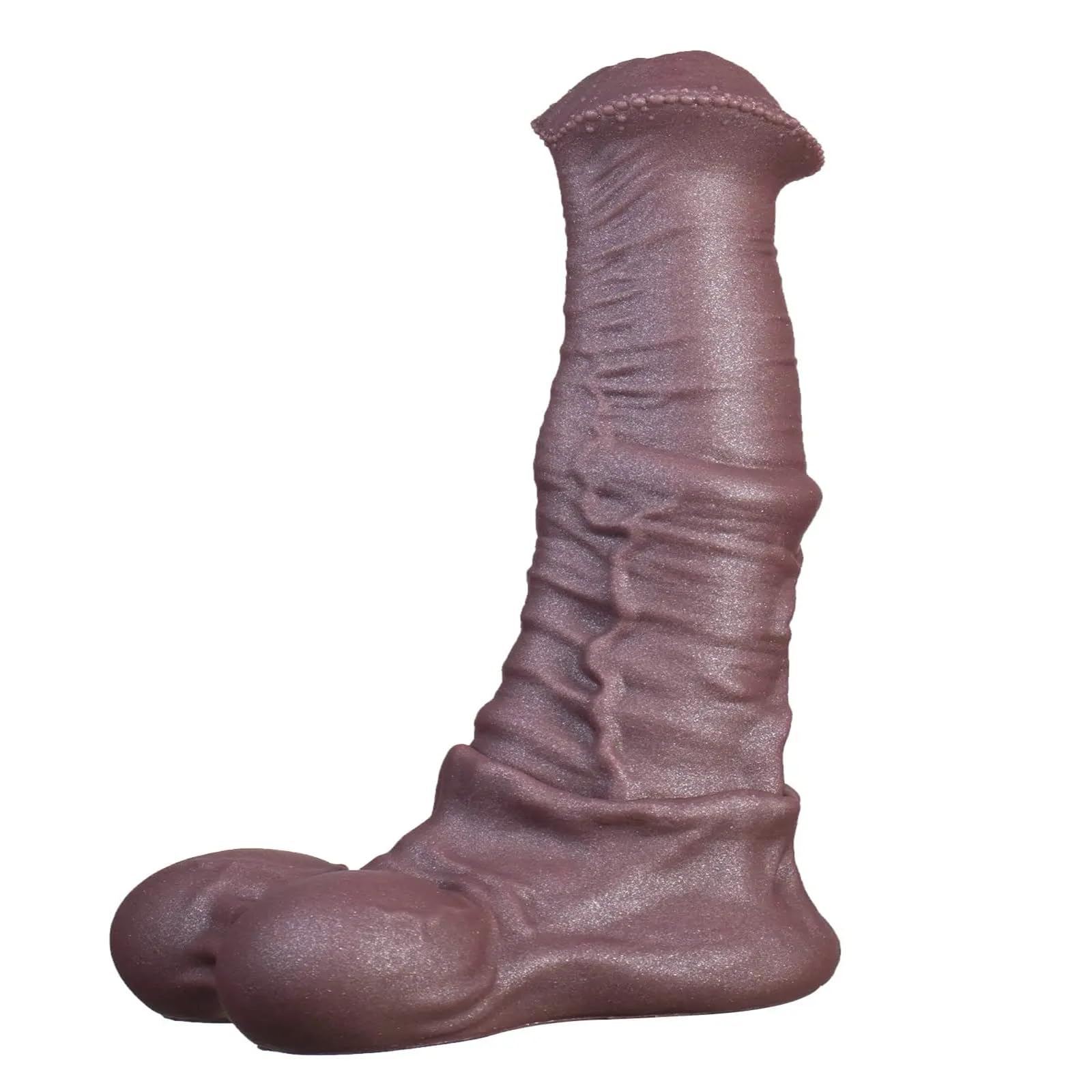 ATTAWA Riesiger Monster Penis Super Weicher Realistischer Pferde Dildo Silikon Animal Horse Dildo Analdildo Buttplug Analplug mit Hoden und Venen Analsex Sexspielzeug für Frauen Männer,Braun,L