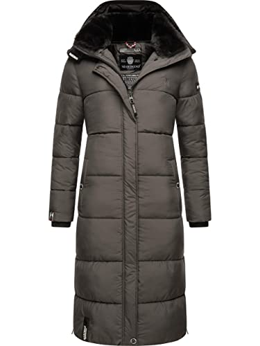 MARIKOO Damen Winter Steppmantel mit Abnehmbarer Kapuze Reliziaa Anthracite Gr. XXL