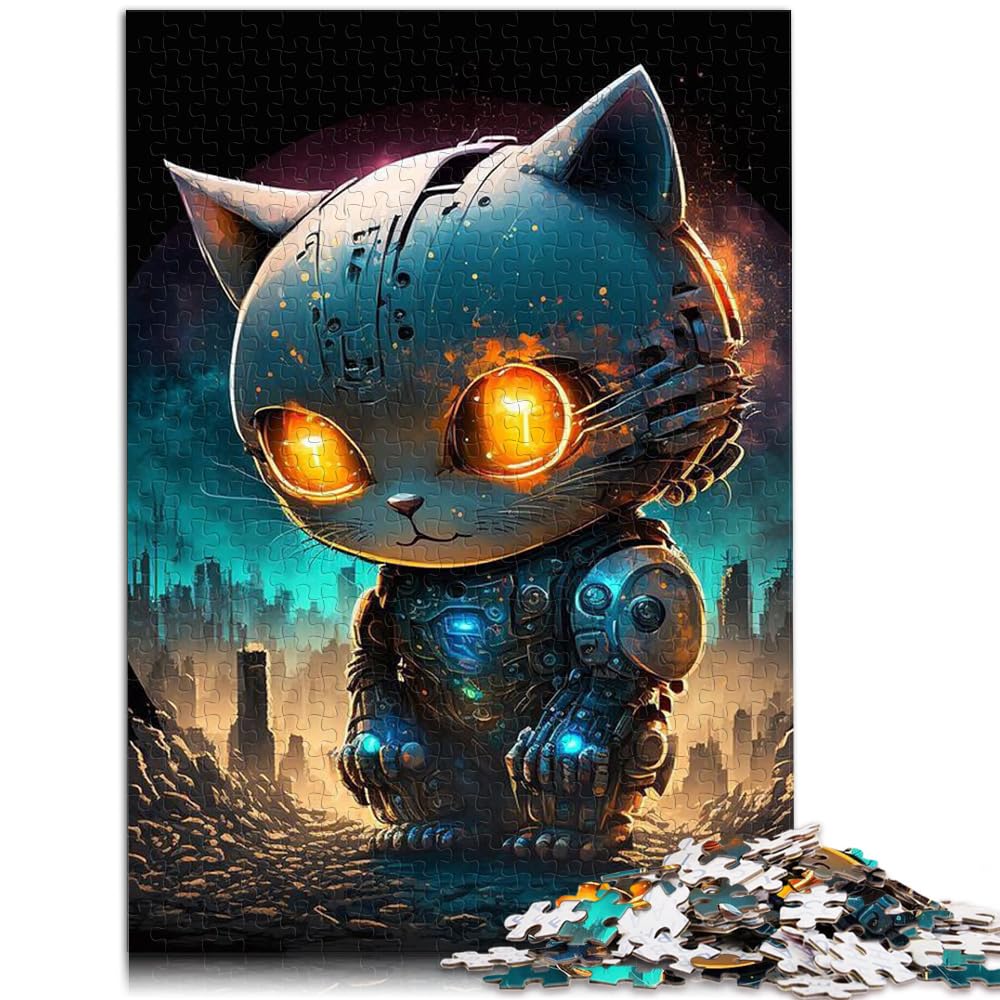 Puzzle als Geschenk, Weltraum-Mechanische Katze, 1000 Teile, Puzzle für Erwachsene, Puzzle aus Holz, Puzzlespielzeug, Wanddekoration, 1000 Teile (50 x 75 cm)