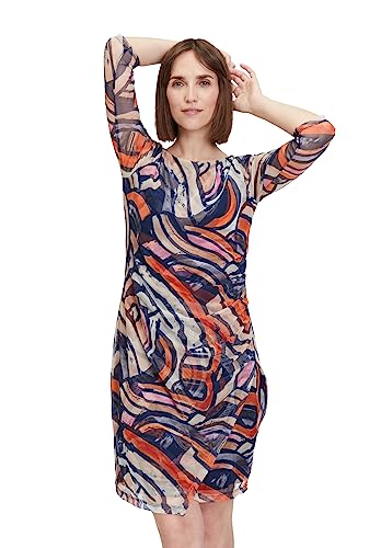 Cartoon Damen Jerseykleid mit Blumenprint Blue/Orange,38