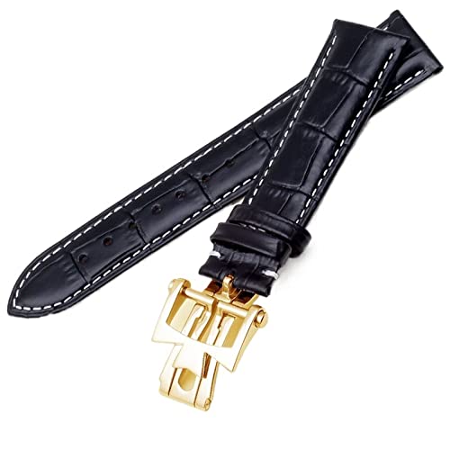 NEYENS Uhrenarmband aus echtem Leder, für Vacheron Constantin Patrimony VC, für Damen und Herren, 19 mm, 20 mm, 21 mm, 22 mm, Rindsleder, Schwarz / Braun, 20 mm, Achat