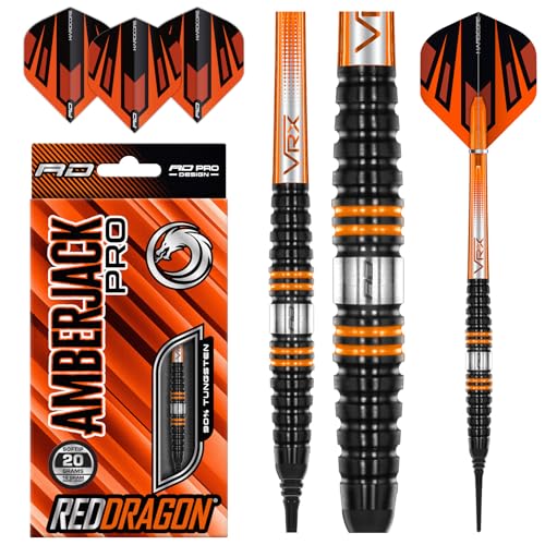 RED DRAGON Amberjack Pro 2 18 Gramm Softip Premium Tungsten Darts Set mit Flights und Stielen