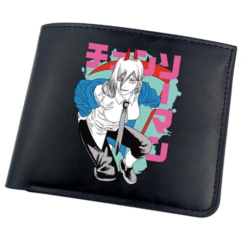 RYNDEX Chains-aw Man Anime Geldbörse, Kunstleder Kartenetui Geldtasche mit Münzfach, Kunstleder Kreditkartenetui Scheckkartenetui, für Männer Geschenke(Color:Black 2)